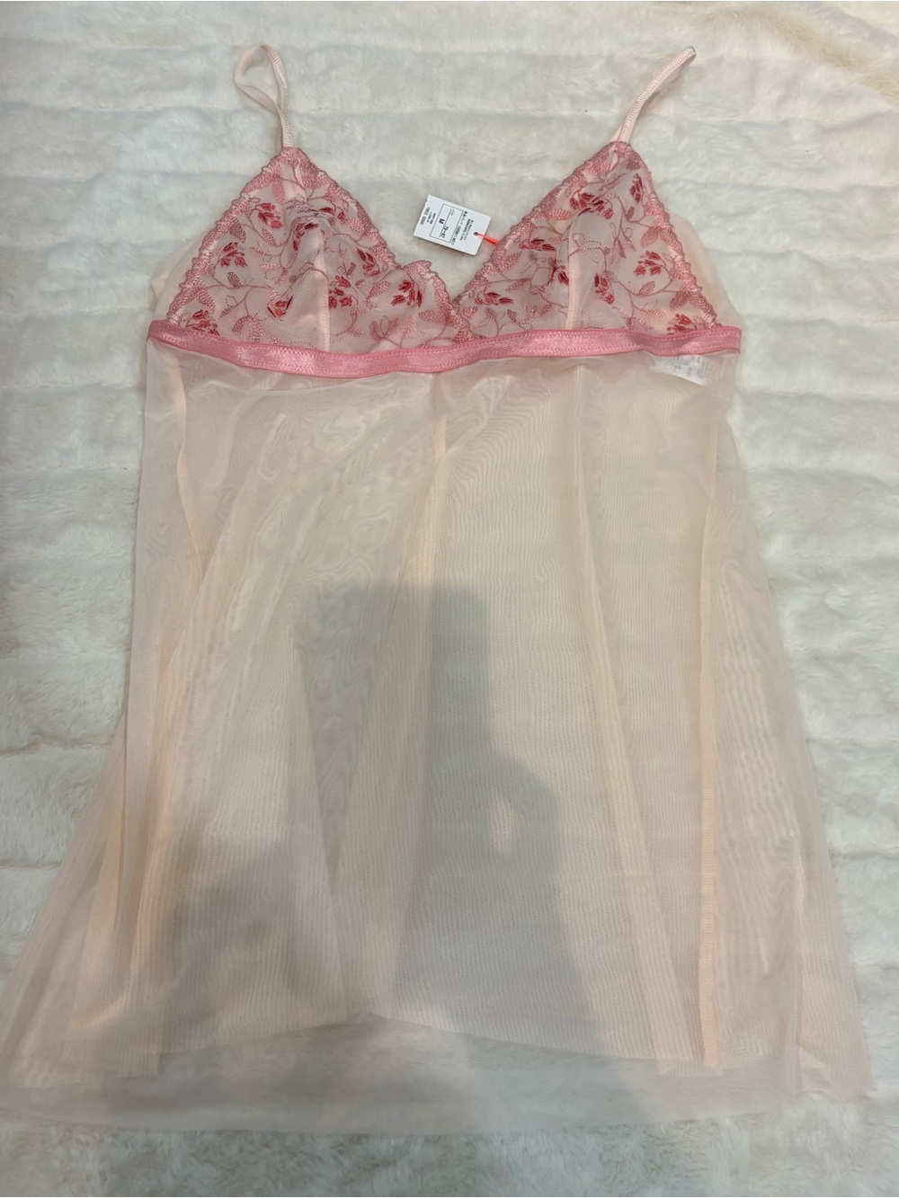 Triumph Pink Sheer Lace Embroidered Chemise